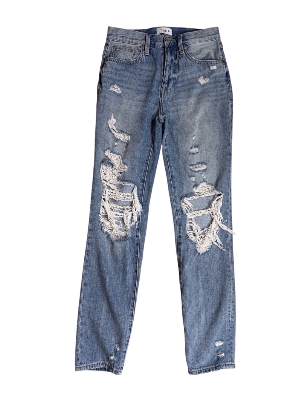 Pistola Light Blue Distressed Straight-Leg denim Jeans women’s size 24